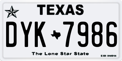 TX license plate DYK7986