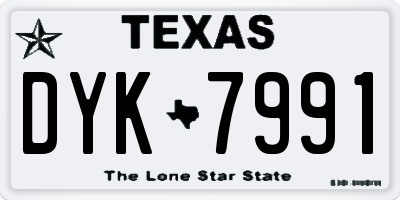 TX license plate DYK7991