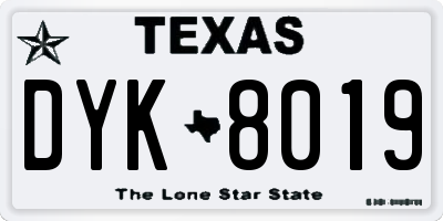 TX license plate DYK8019