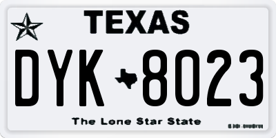 TX license plate DYK8023