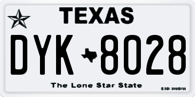 TX license plate DYK8028