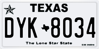 TX license plate DYK8034