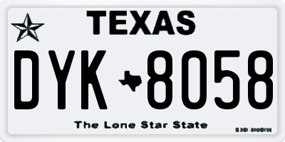TX license plate DYK8058