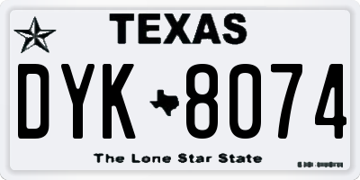 TX license plate DYK8074