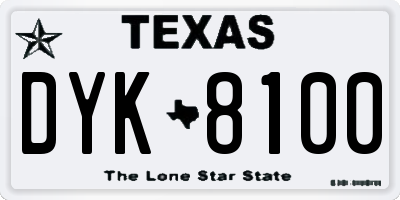 TX license plate DYK8100