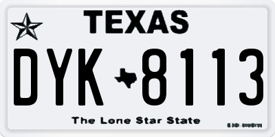 TX license plate DYK8113