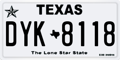 TX license plate DYK8118