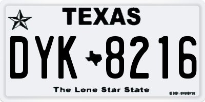 TX license plate DYK8216