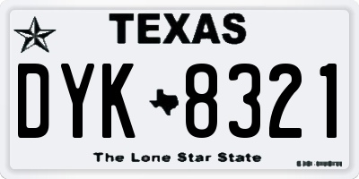 TX license plate DYK8321