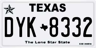 TX license plate DYK8332