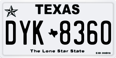 TX license plate DYK8360
