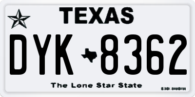 TX license plate DYK8362
