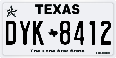 TX license plate DYK8412