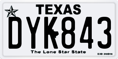 TX license plate DYK843