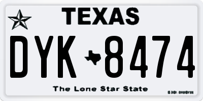 TX license plate DYK8474