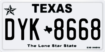 TX license plate DYK8668