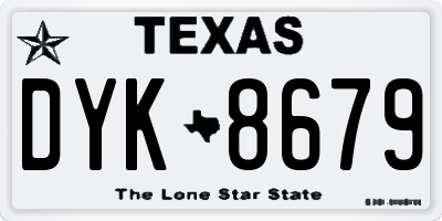 TX license plate DYK8679