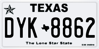 TX license plate DYK8862