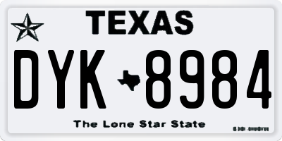 TX license plate DYK8984