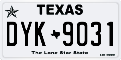 TX license plate DYK9031