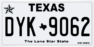TX license plate DYK9062