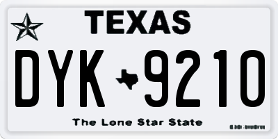 TX license plate DYK9210