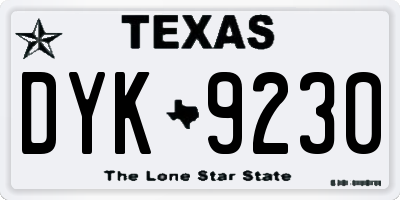 TX license plate DYK9230