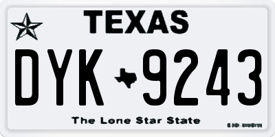 TX license plate DYK9243