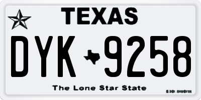 TX license plate DYK9258
