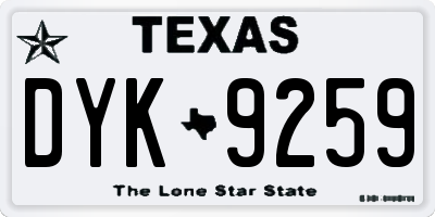 TX license plate DYK9259