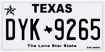 TX license plate DYK9265