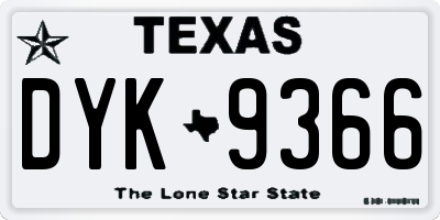 TX license plate DYK9366