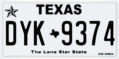 TX license plate DYK9374