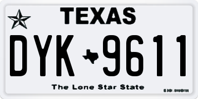 TX license plate DYK9611