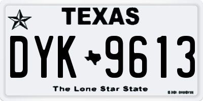 TX license plate DYK9613
