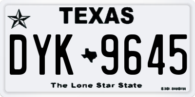 TX license plate DYK9645