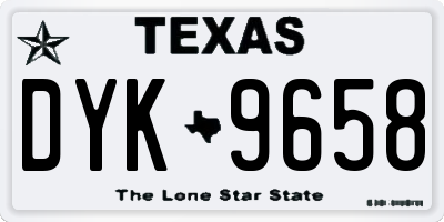 TX license plate DYK9658