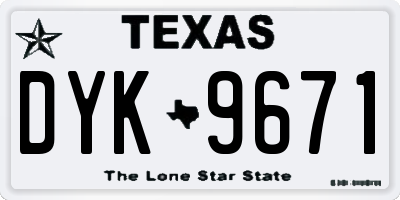 TX license plate DYK9671