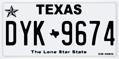 TX license plate DYK9674