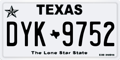 TX license plate DYK9752