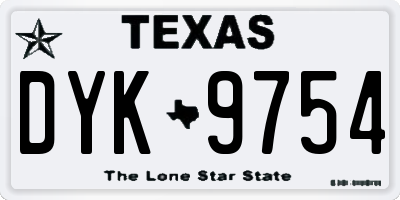 TX license plate DYK9754