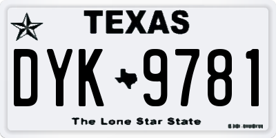 TX license plate DYK9781