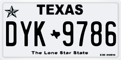 TX license plate DYK9786