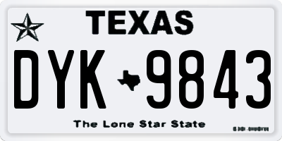 TX license plate DYK9843