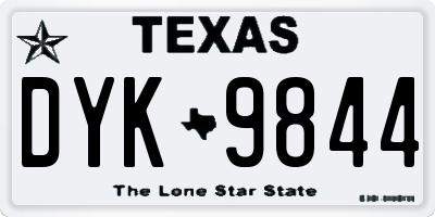 TX license plate DYK9844