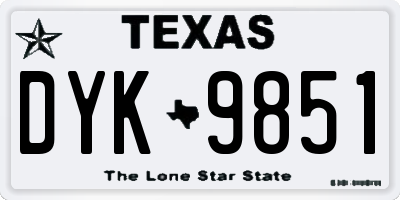TX license plate DYK9851