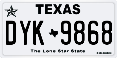 TX license plate DYK9868