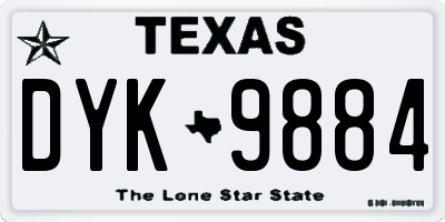 TX license plate DYK9884
