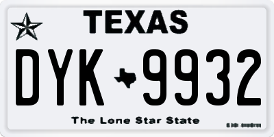 TX license plate DYK9932