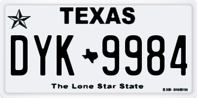 TX license plate DYK9984